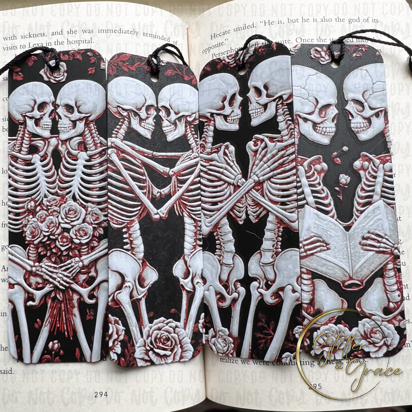 3d printed skeleton lovers bookmark