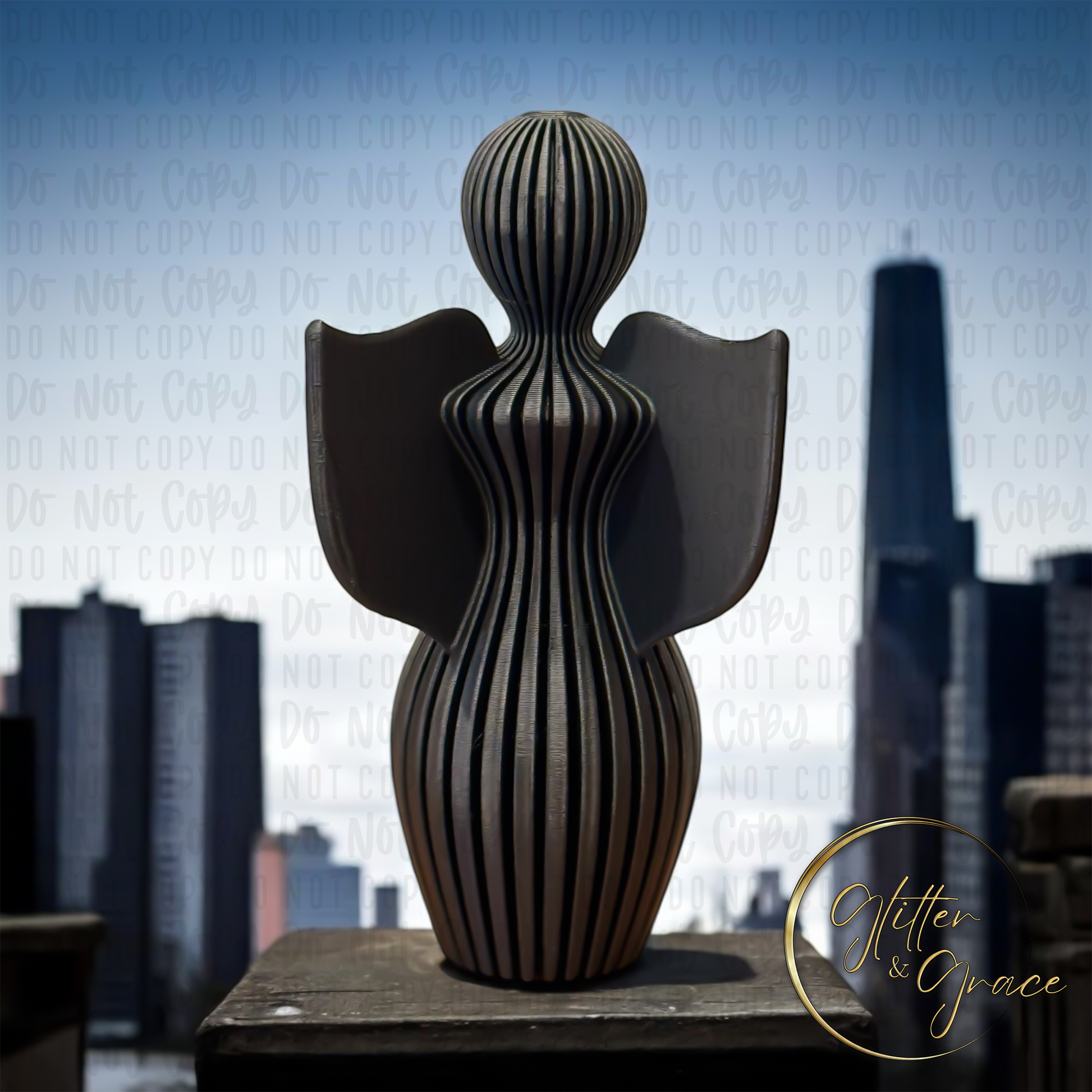 3d printed modern statue of an angel
