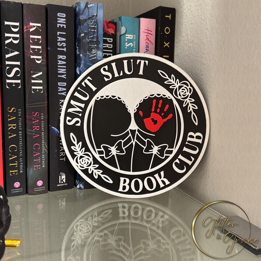 3d printed bookshelf decor saying smut slut book club