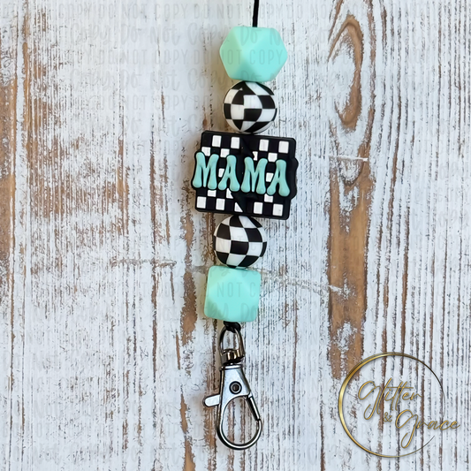 Teal Checker Mama Freshie Hanger