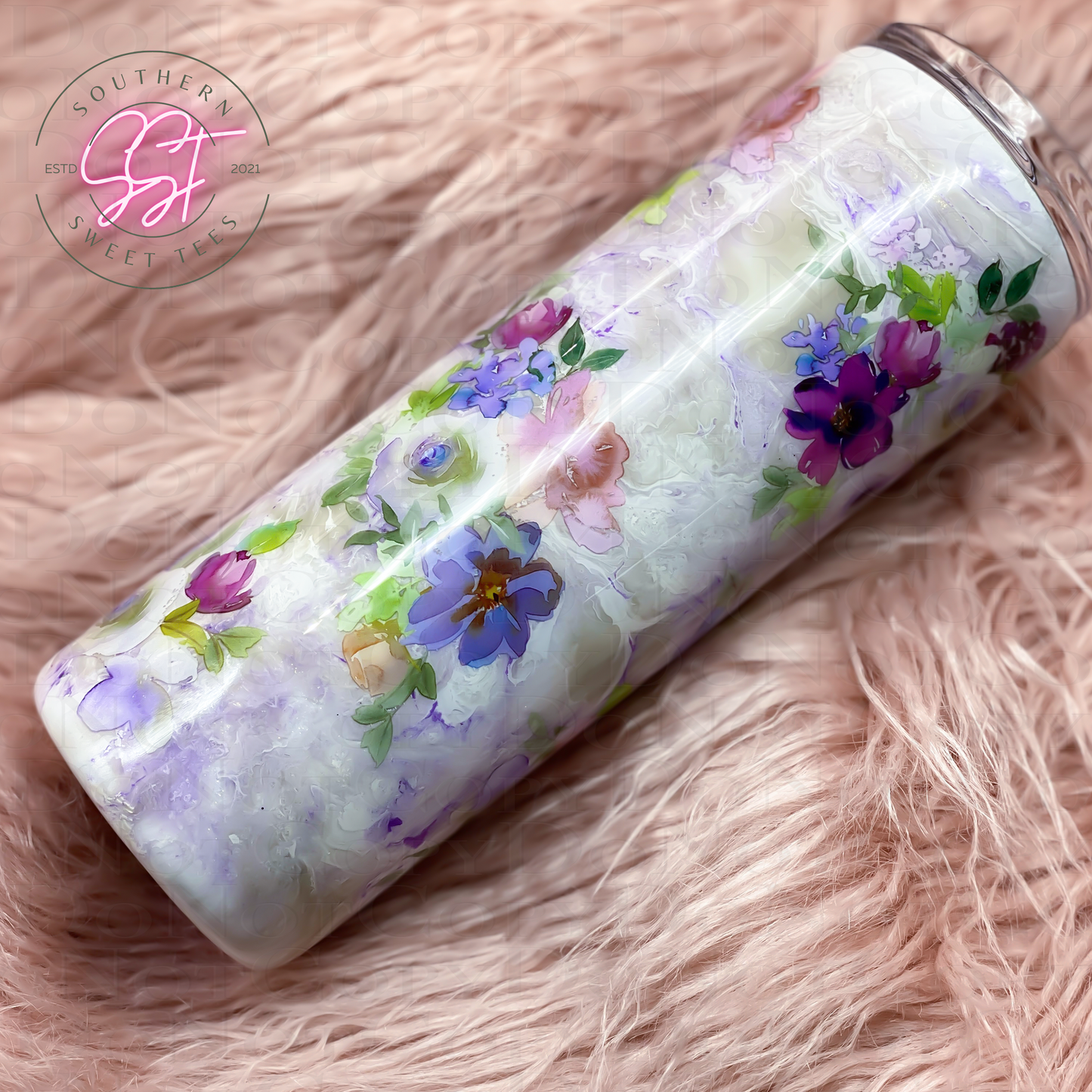 20oz marble decorated tumbler with floral prints